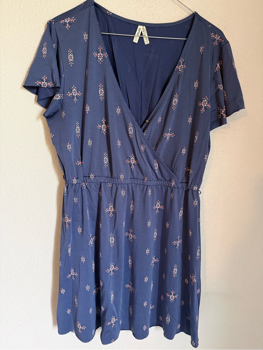 Mudd Navy Floral Wrap Mini Dress